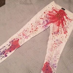 BEBE white custom painted Jeans size 28!!!